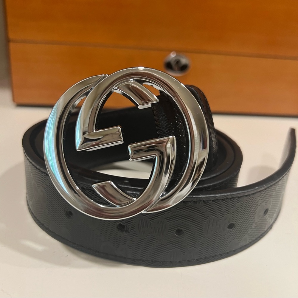 Designer inspired men’s black belt